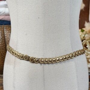 Vintage Gold Medallion Coin Link Waist Chain Belt—Stretchy